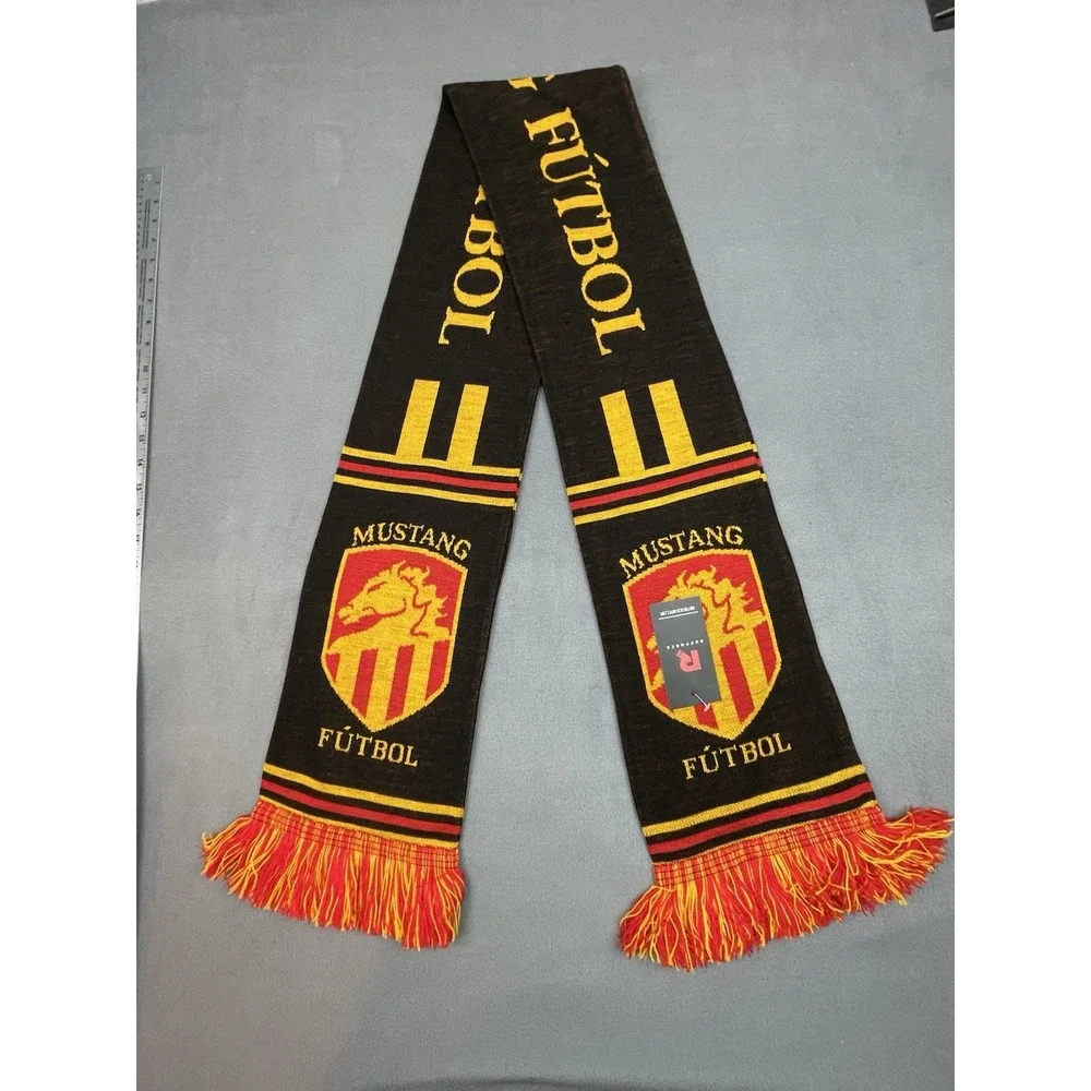 Ruffneck Scarf Mustang‎ Futbol Adult Black Yellow Long Warm Preppy Soccer Wrap